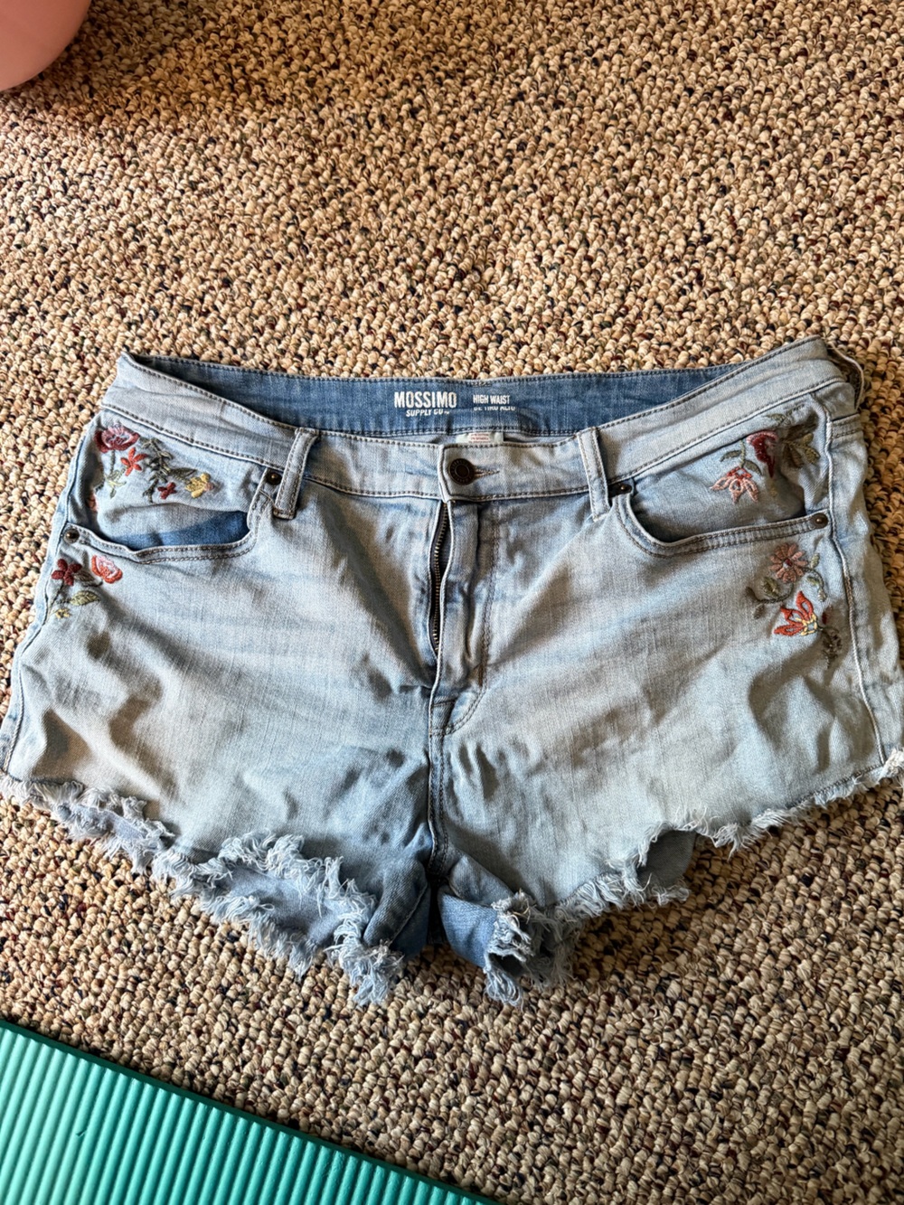 Mossimo Supply Co. Light Blue Denim Floral Embroidered Cutoff Shorts